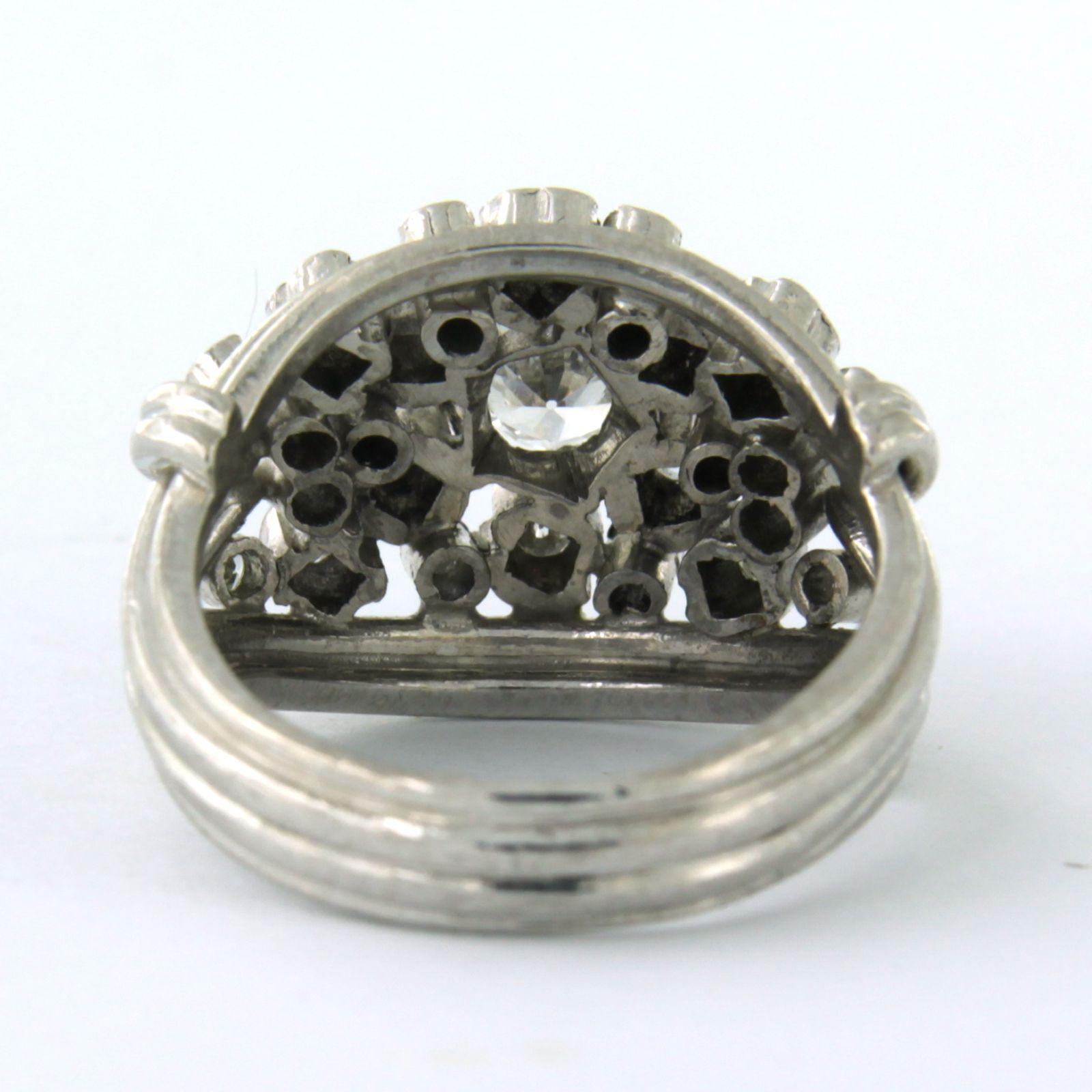 Old European Cut Platinum ring set with diamonds  For Sale