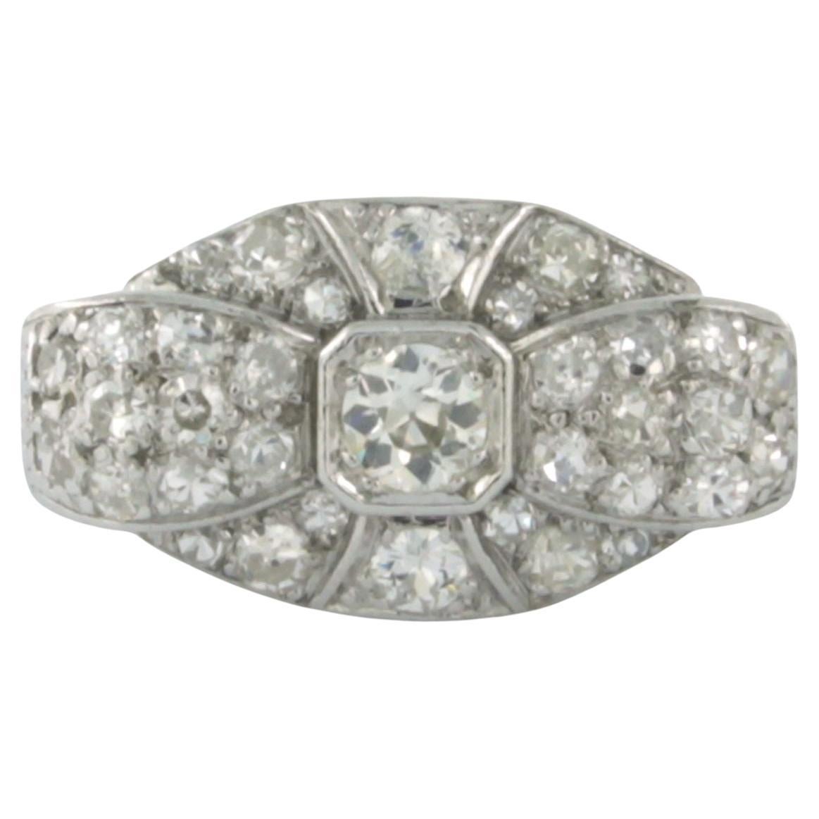 Platinum ring set with old European and single cut diamonds. up to 1.00ct 