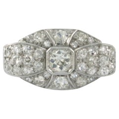 Platinum ring set with old European and single cut diamonds. up to 1.00ct 
