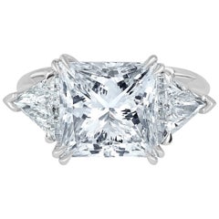 Platinring aus Platin, besetzt mit Diamanten im Prinzessinnenschliff, Gewicht 5,02 Karat D Farbe SI1