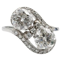 Bague en platine toi et moi avec diamants env. 2,70 ct