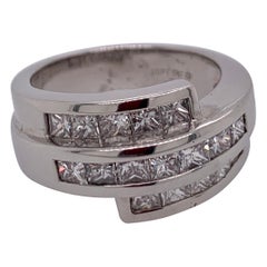 Platin-Ring-Hochzeitsring aus Platin mit dreistöckigem Diamantdesign 2,00 TDW