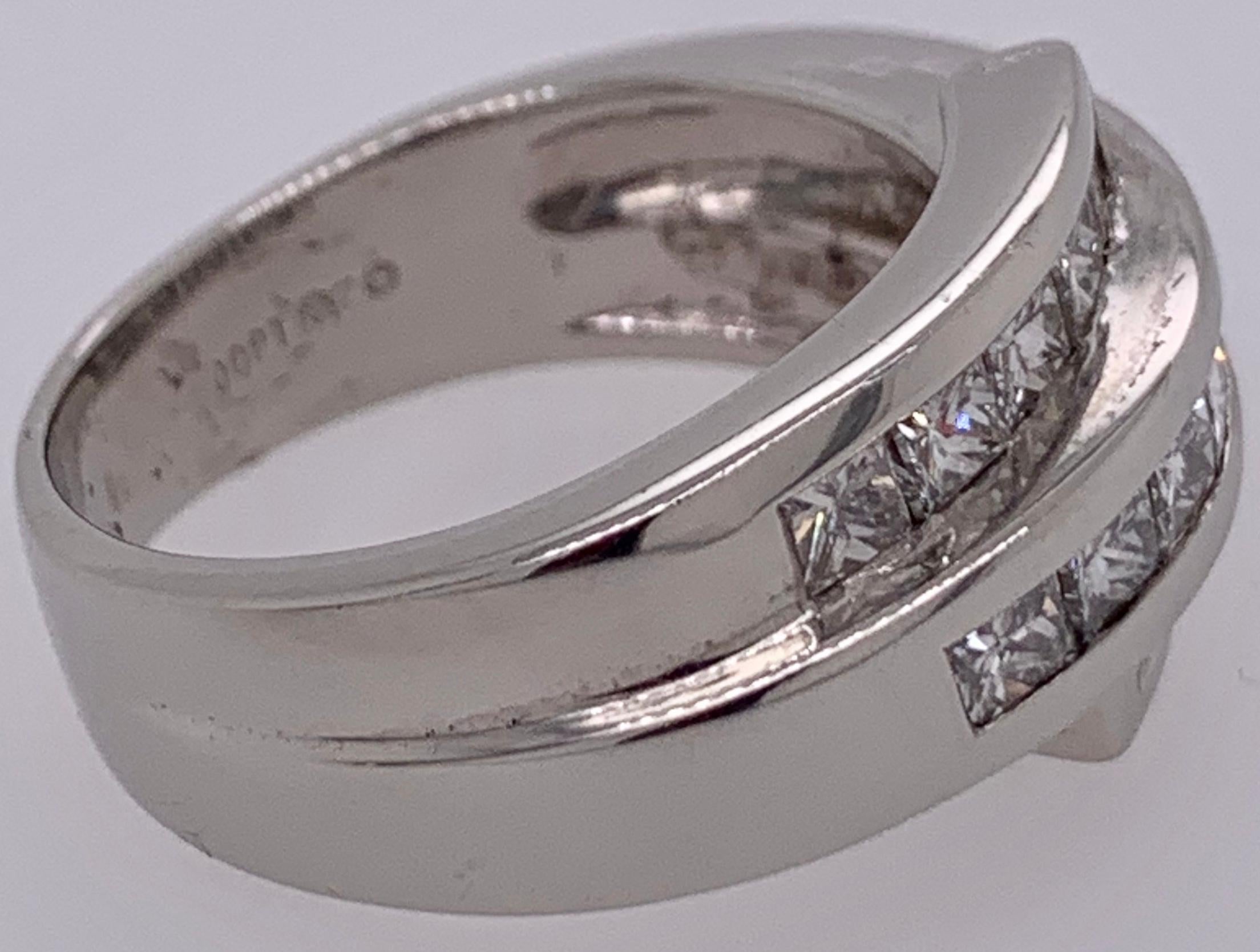 Platinum Ring Wedding Band with Three-Tier Diamond Design 2.00 TDW For Sale 1