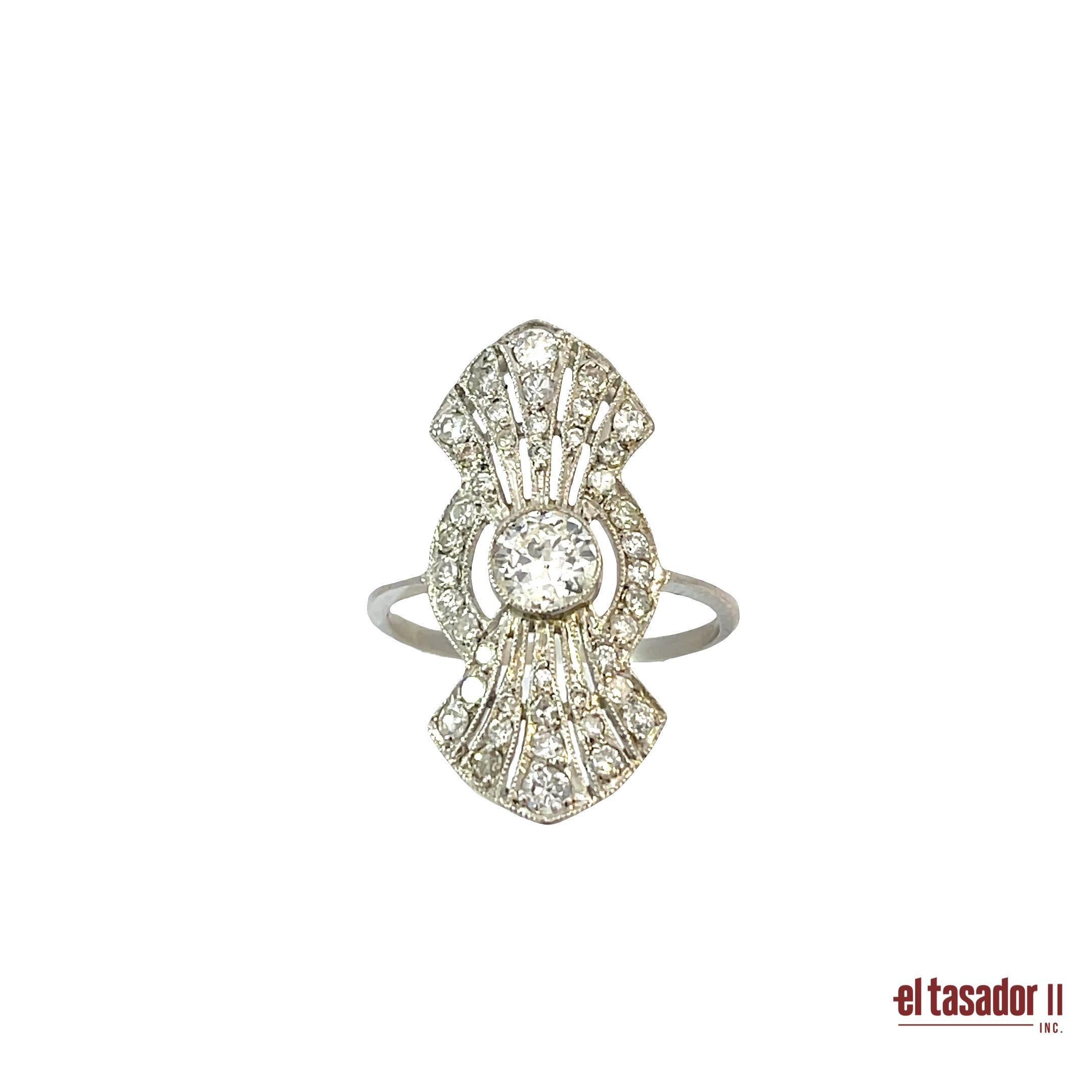 Donna Anello in platino con diamante taglio Brilliante da 0,58 ct. e accenti di diamante da 0,90 ct. in vendita