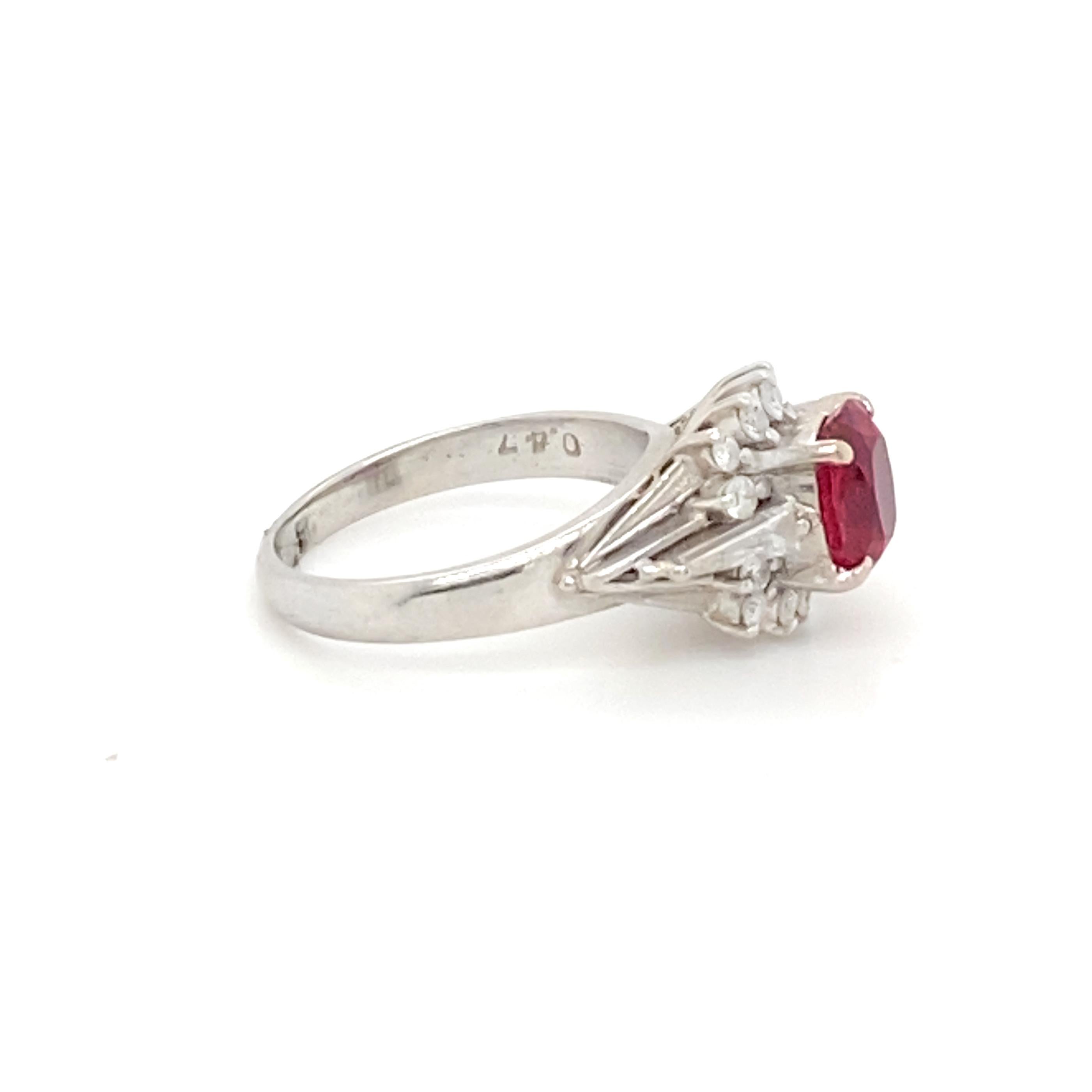 Platinum Ring with 1.44 Carat Burma Ruby 1