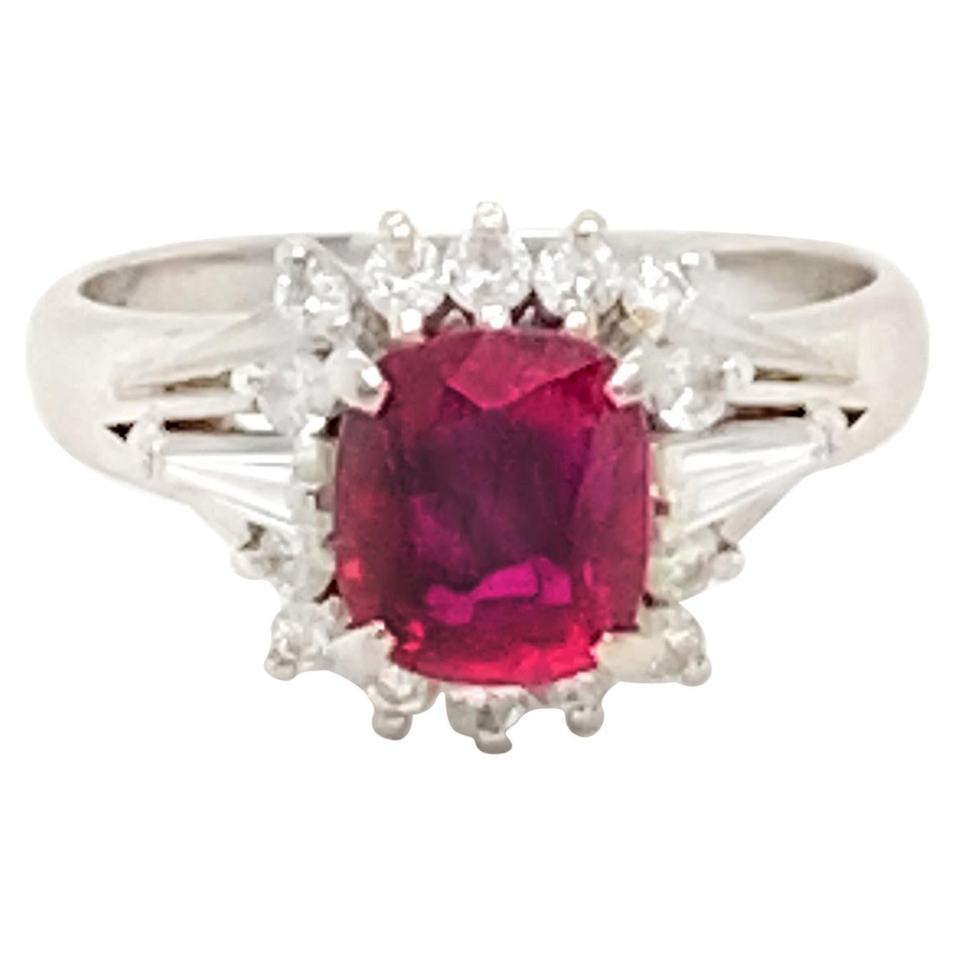 Platinum Ring with 1.44 Carat Burma Ruby