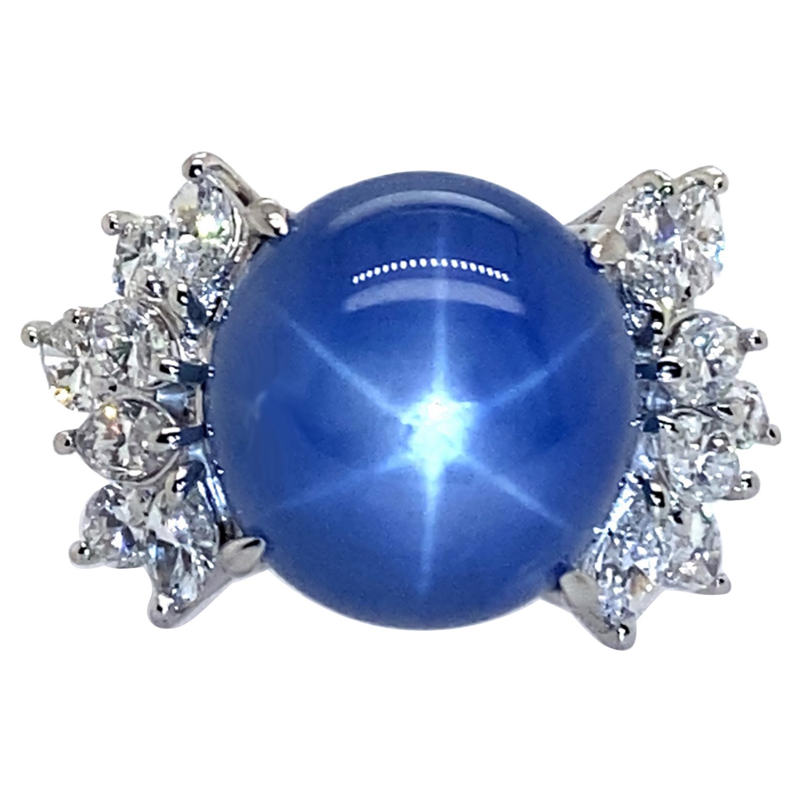 Platinum Ring with 21.83 Carat Blue Star Sapphire