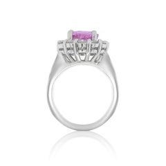 Platinum Ring with 2.24 Round Pink Sapphire Center and Round Diamonds
