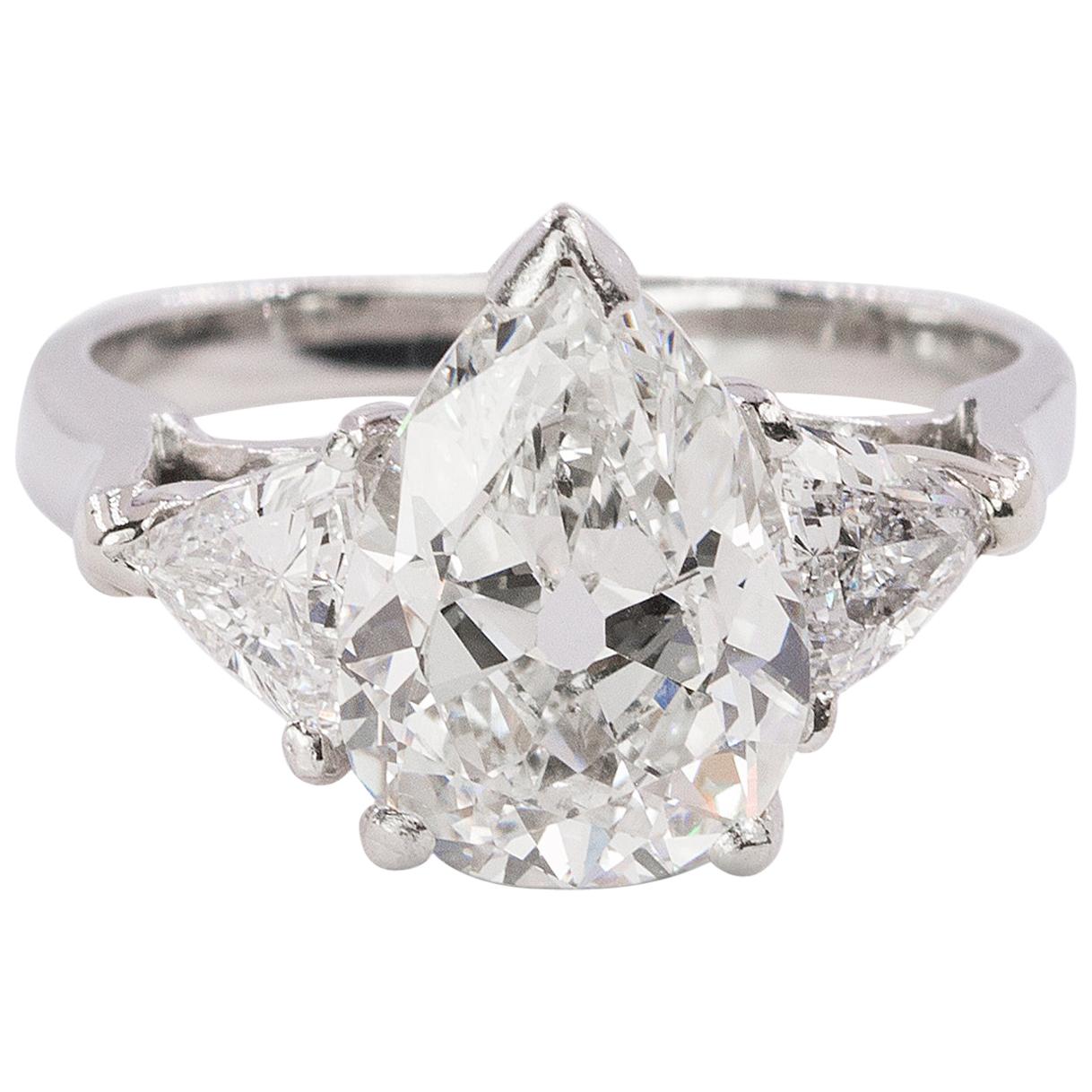 Platinum Ring with 2.91 Carat Pear Shape