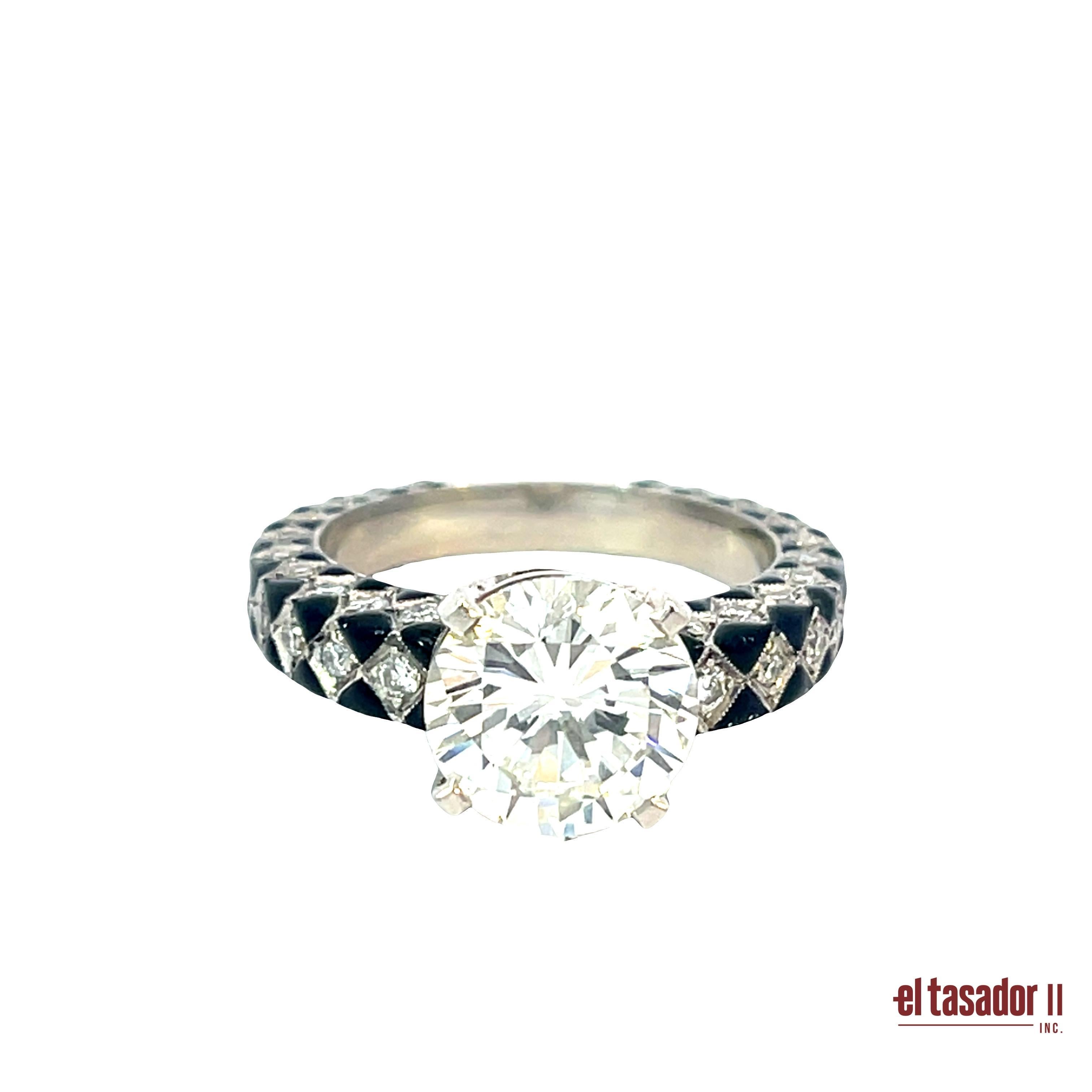 Anillo de platino con diamante talla brillante de 3,38 ct, acentos de diamante de 0,72 ct y blanco en Nuevo estado para la venta en Aventura, FL
