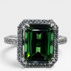 Platinring mit 4,38 ct. Grüner Turmalin und Diamanten 0,95 Ct. (Größe 8,50)