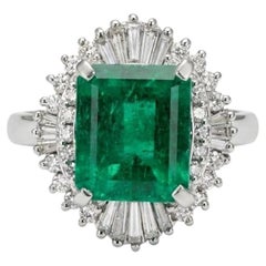 Platinum Ring with 4.84 Carat Minor Oil Colombian Emerald