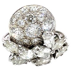 Platinum Ring with 5-6 Carats Old Cuts And Marquise Diamond