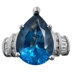 Platinum Ring with 5.97Ct. Topaz and Diamonds 1.00 Ct. (Size 7.50)