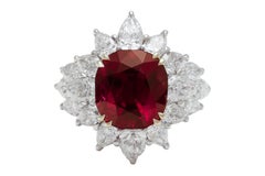 Platinum Ring  With 6.85 ct. NH Ruby and 4.12 ct. Diamonds