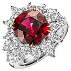 Platinum Ring  With 6.85 ct. NH Ruby and 4.12 ct. Diamonds