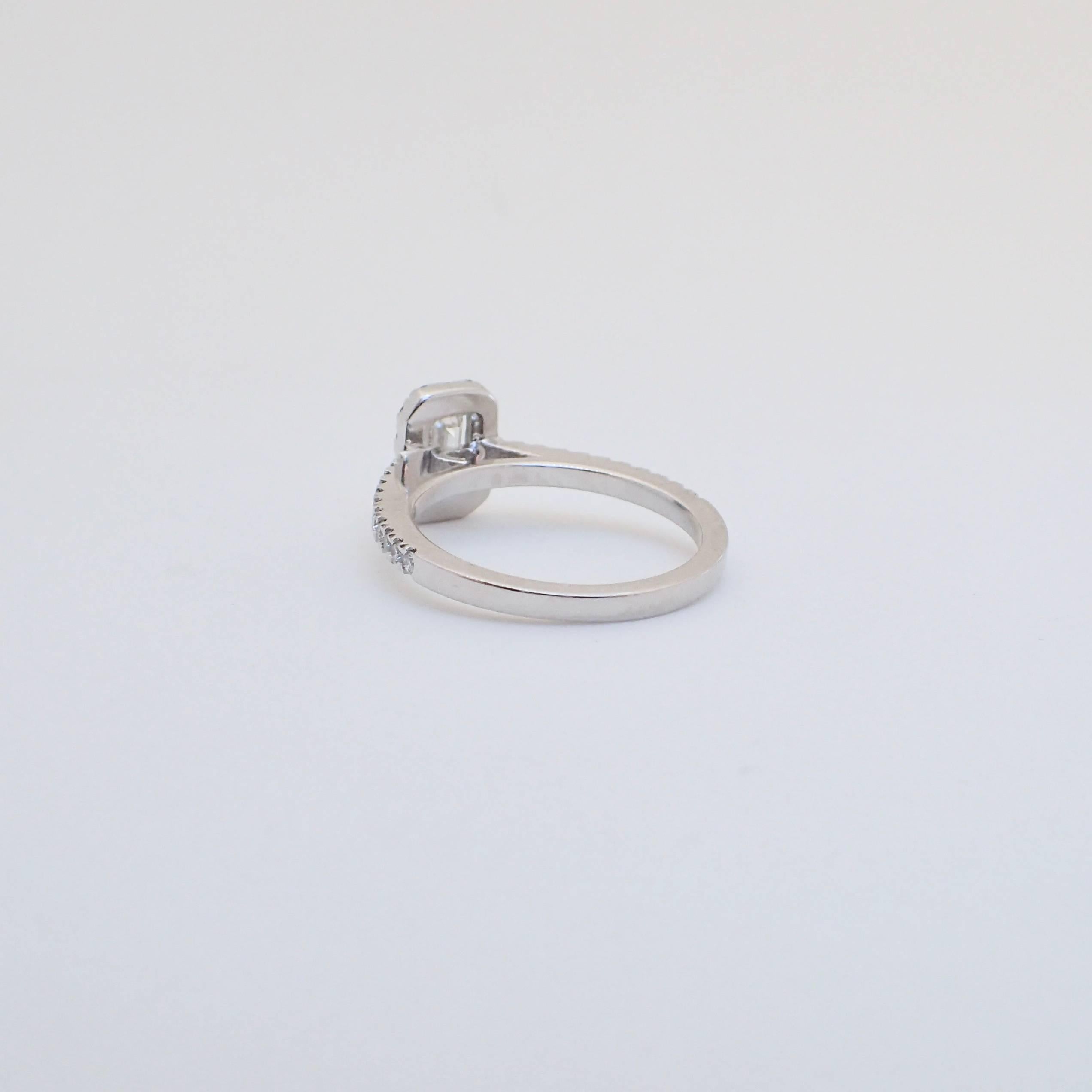 0.98 Carat - Platinum - Emerald Cut Diamond Engagement Halo Ring 11