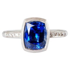 Anillo de platino con zafiro y diamante 3,05 quilates