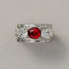 Platinum Ring with Diamond and Burma Ruby