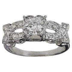 Platinum Ring With Diamonds 0.7ct Center Stone