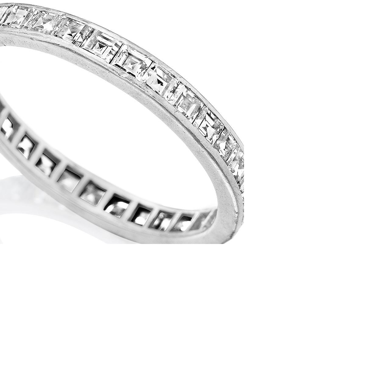 Asscher Cut Platinum Ring with Diamonds by Tiffany & Co.