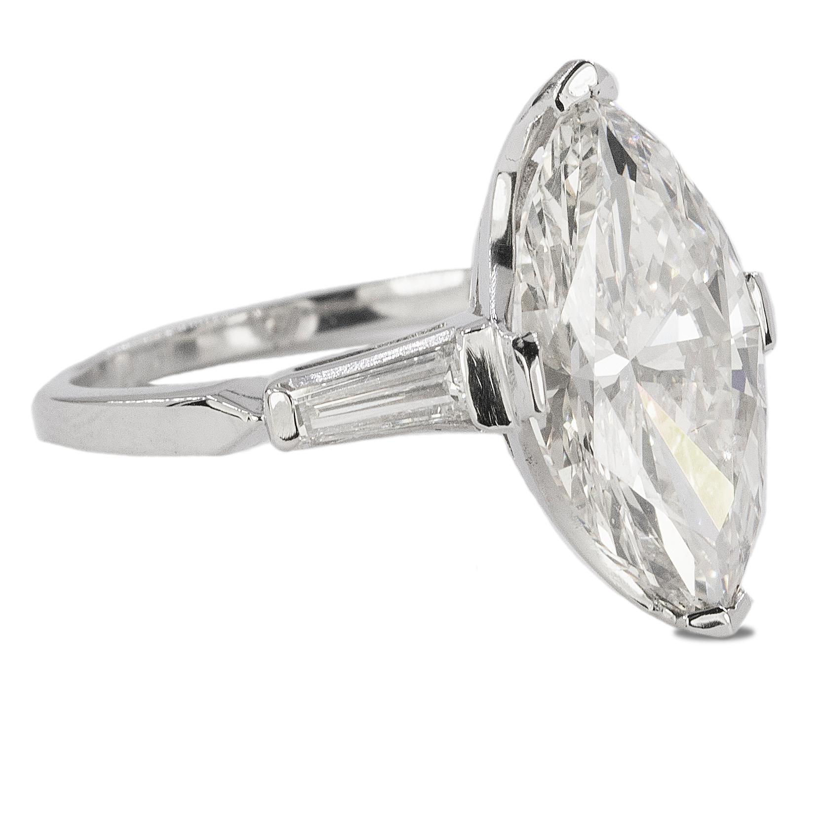 Marquise Cut Platinum Ring with GIA Certified 5.01 Carat Marquis Diamond