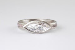 Platinum Diamond Ring with Marquis  1.39cts and Natural Pink Diamond band