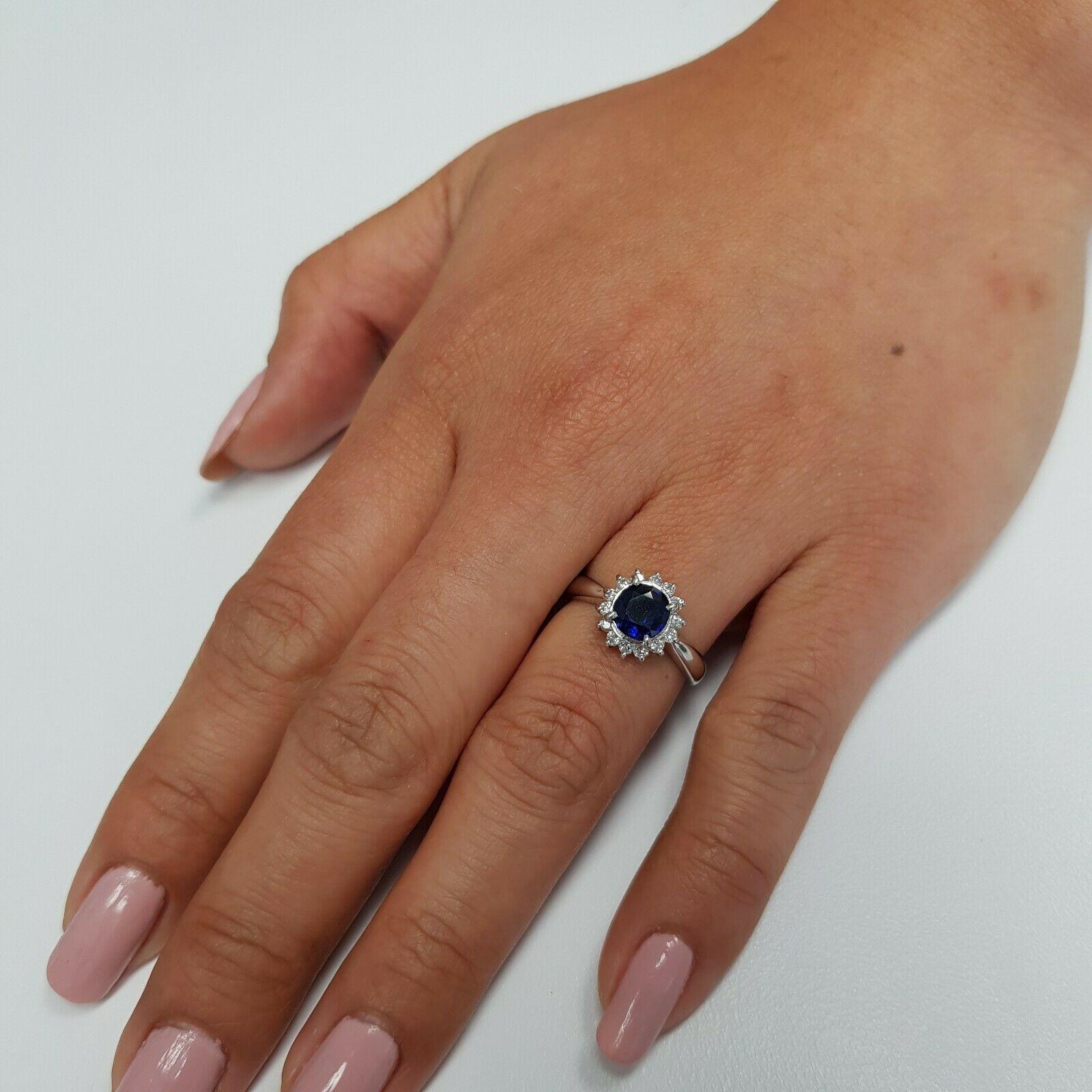 Art Deco Platinum Ring with Nice Intense Blue Sapphire and Diamonds