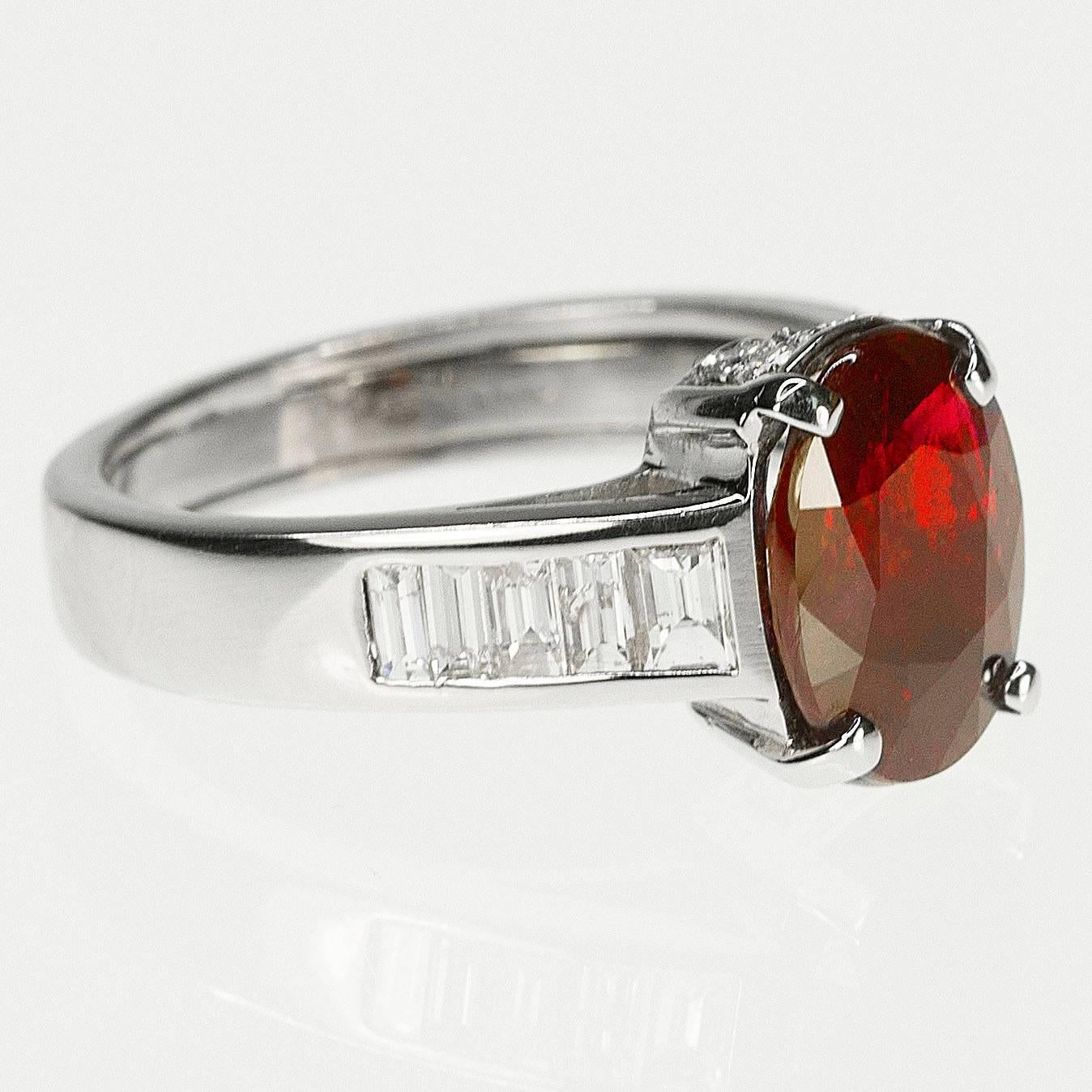 Platinum Ring with No Heat Burma Ruby In Excellent Condition In Sarasota, FL