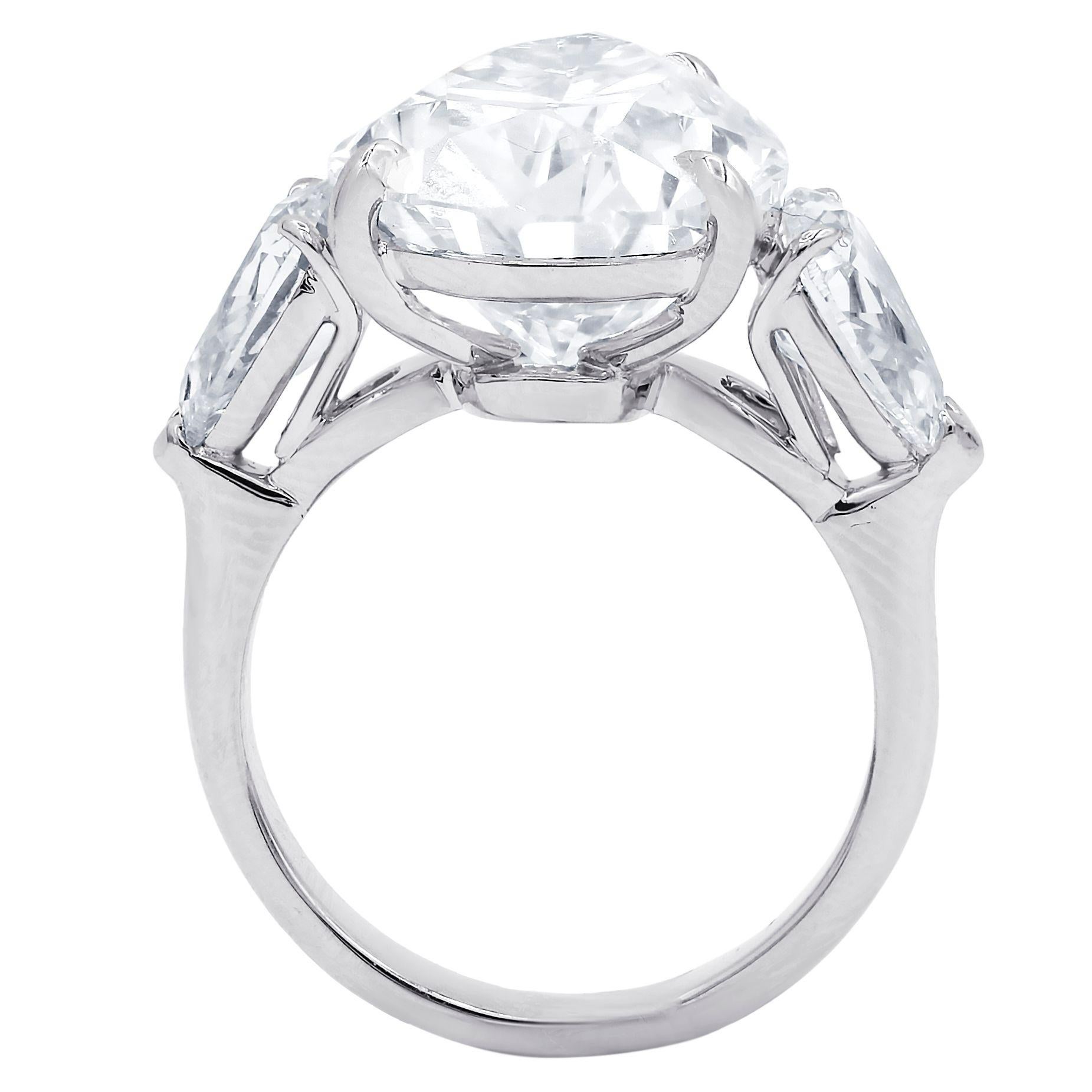 Pear Cut Platinum Ring with Pear Shape Diamonds For Sale