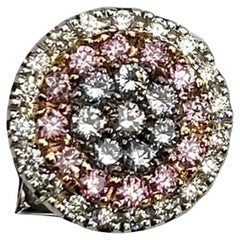 Platinring aus Platin mit runden natürlichen blauen, rosa und weißen Diamanten
