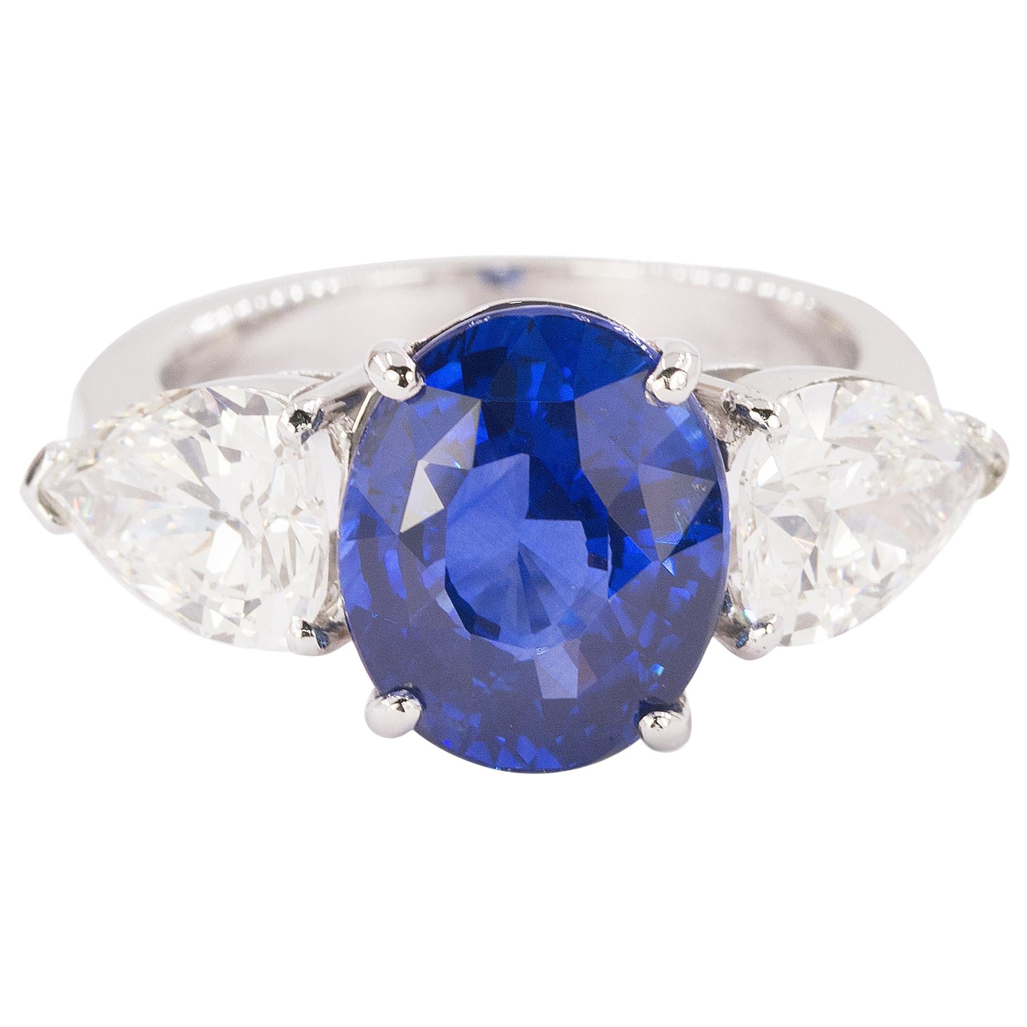 Platinum Ring with Royal Blue Ceylon Sapphire