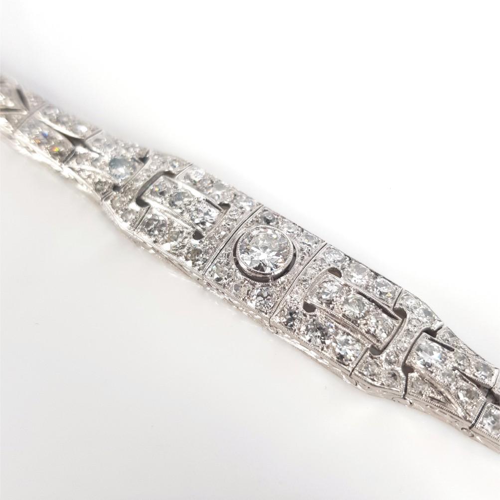 Platinum Rose Cut Art Deco Diamond Tennis Bracelet  1