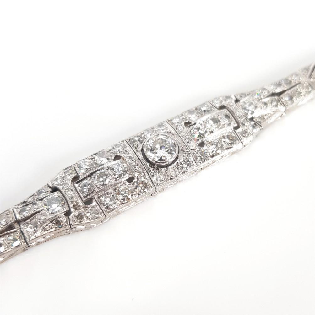 Platinum Rose Cut Art Deco Diamond Tennis Bracelet  2
