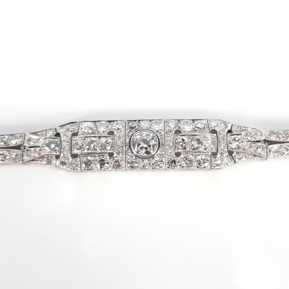 Platinum Rose Cut Art Deco Diamond Tennis Bracelet  3
