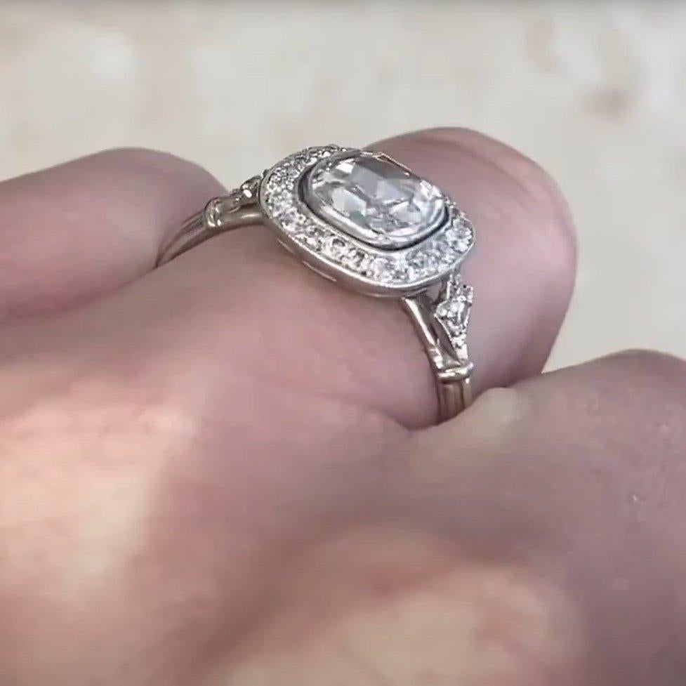 Platinum Rose Cut Diamond Engagement Cluster Ring (GIA Approx. 1.00-Carats) In Excellent Condition For Sale In New York, NY