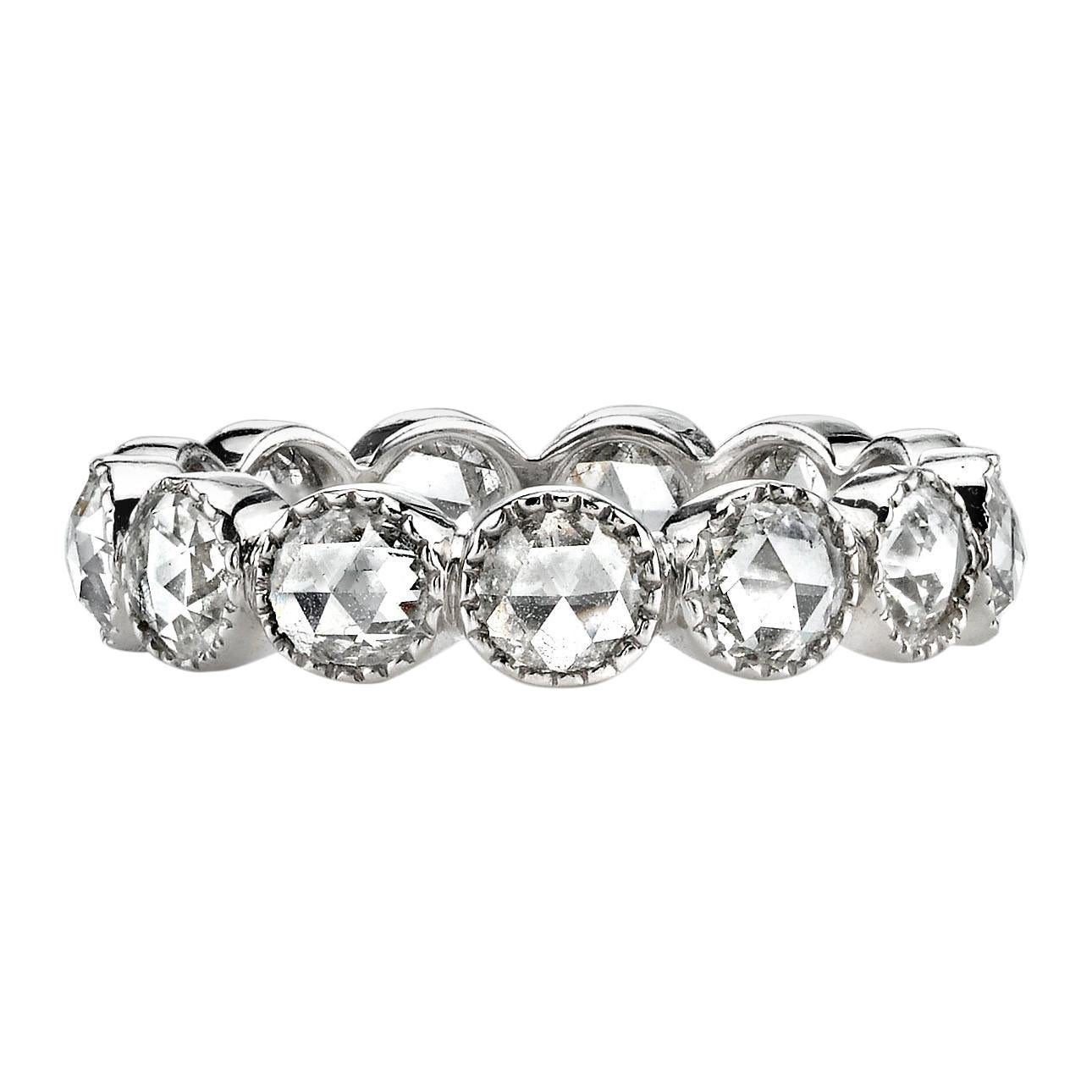 Handcrafted Gabby Rose Cut Diamond Eternity Band by Single Stone For Sale