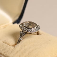 1 Carat Engagement Ring. GIA Rose Diamond Halo Ring Platinum H VS1 Fleur De Lis