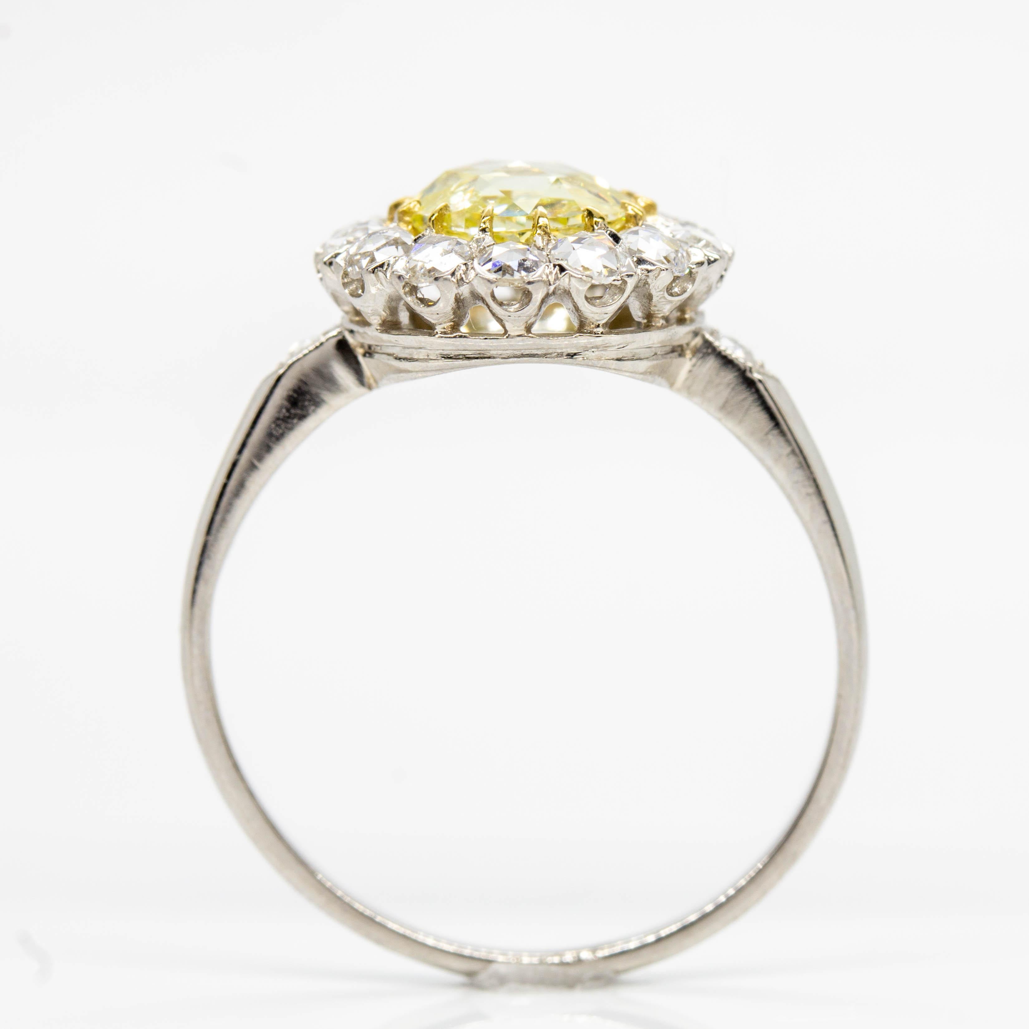 Platinum Rose Cut Diamonds Engagement Ring For Sale 1