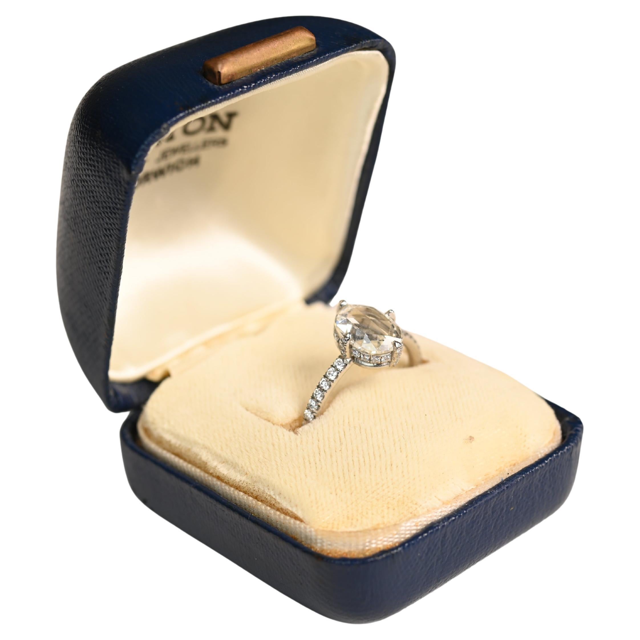 Platin-Verlobungsring aus Platin mit Diamant im Rosenschliff (ca. 1,5 Karat) Diamantring, Platin im Angebot