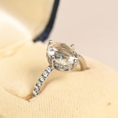 Oval Engagement Ring. GIA 1.50ct Rose Cut Diamond Eternity Accent Ring H-I VS1