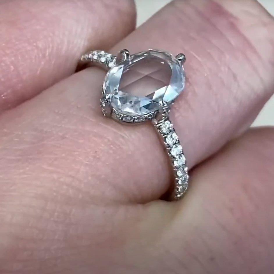 Donna Anello di fidanzamento in platino con taglio a rosa (circa 1,5 carati), platino in vendita