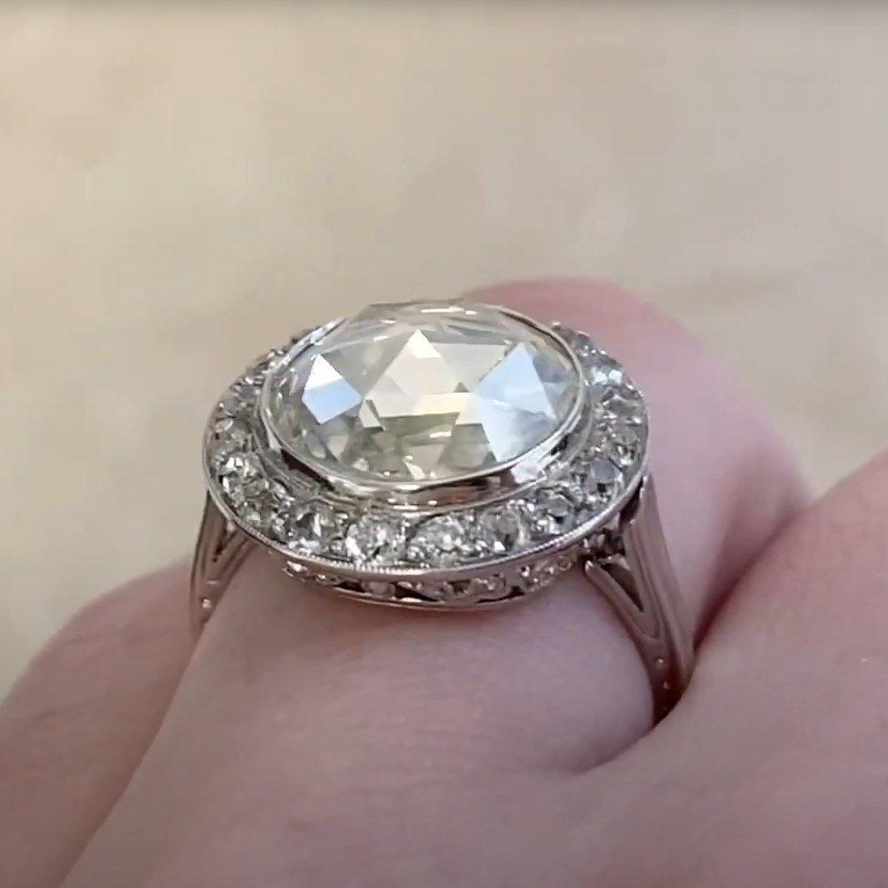 Round Cut Platinum Rose Cut Engagement (Approx 5.00-Carats) Antique Round Diamond Platinum