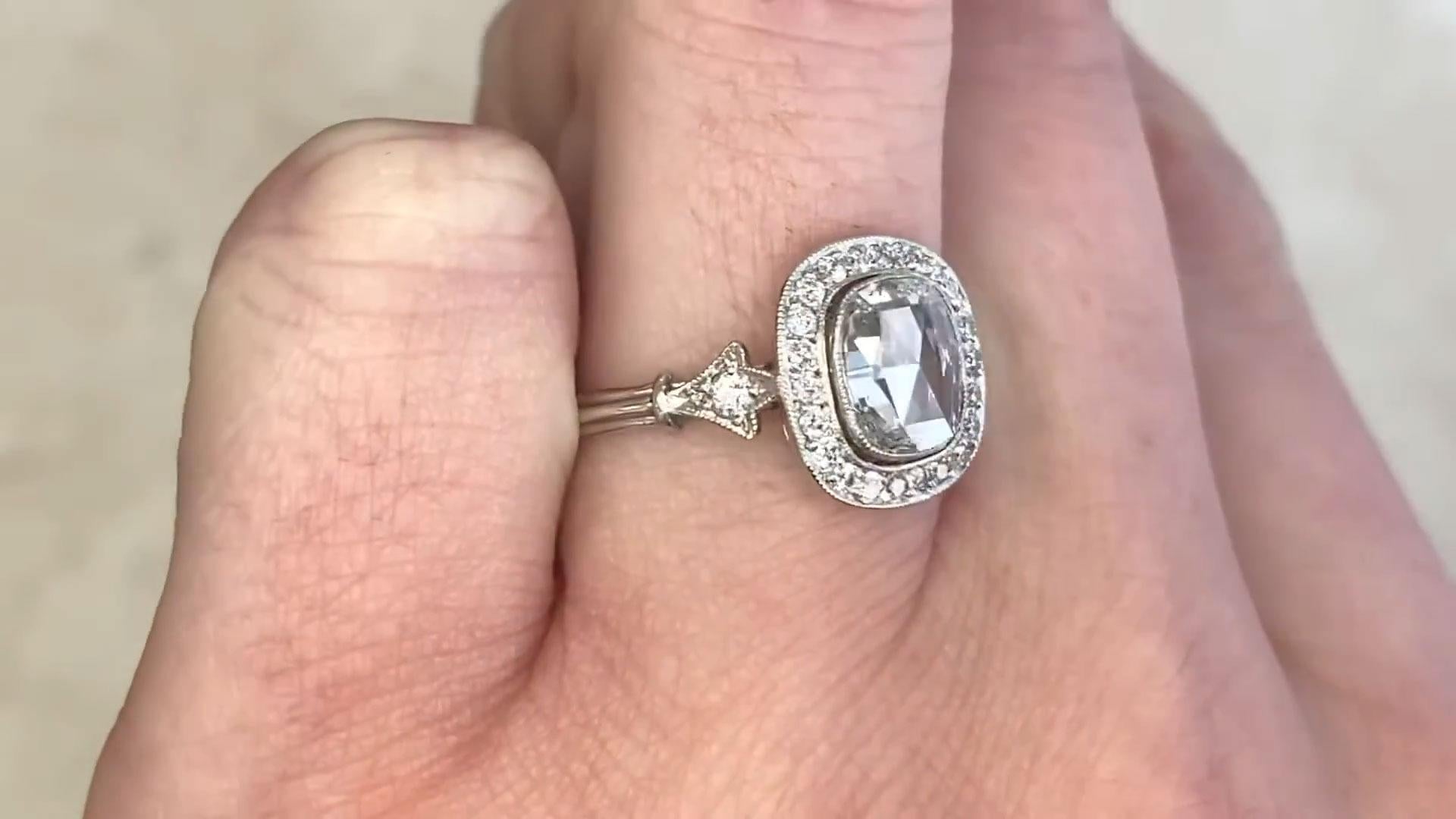 Verlobungs-Cluster-Ring aus Platin mit Diamanten im Rosenschliff (GIA ca. 1,00 Karat) im Zustand „Hervorragend“ im Angebot in New York, NY