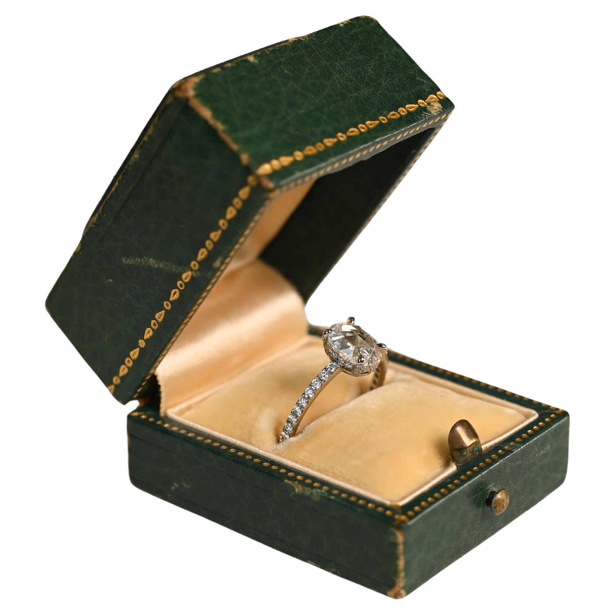Platin-Rosenschliff-Verlobungsring (GIA ca. 1,00-Karat) Ovaler Diamantring, Platin