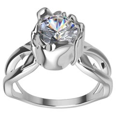 Anello di fidanzamento in platino rosa con diamante GIA