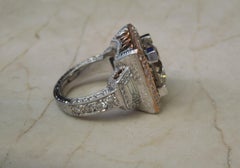 Platinum & Rose Gold 7.05 Carat Diamond Solitaire Square Halo Ring