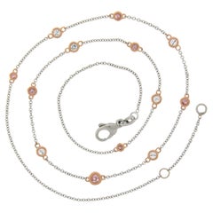 Platinum & Rose Gold GIA 1.1ctw Pink & White Diamond By the Yard Chain Necklace
