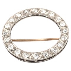 Art Deco Platinum 2.00ct Diamond Brooch, Geometric Design, Unisex