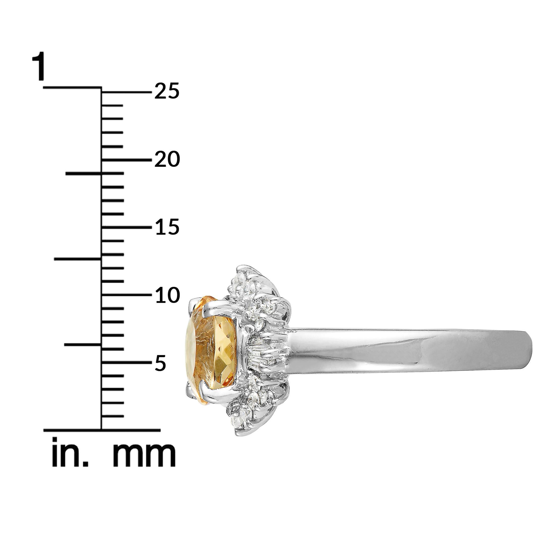 Platinum Round and Baguette Diamonds and Imperial Topaz Ring 1